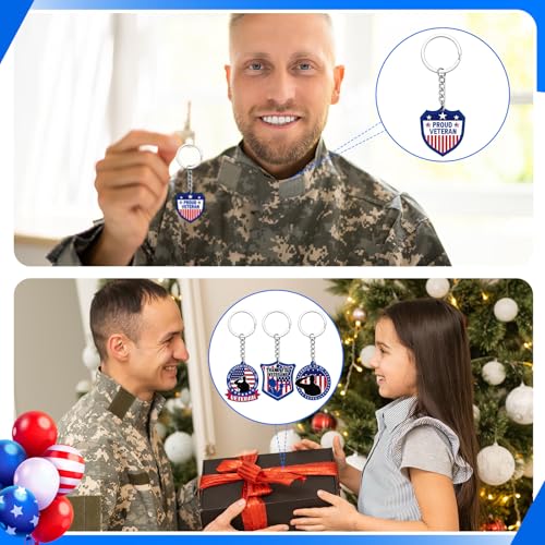 Image of Sureio 120 Pcs Thank You for Your Service Veterans Gifts Bulk, Patriotic USA Military Retirement Appreciation Keychain Favors (Novel)