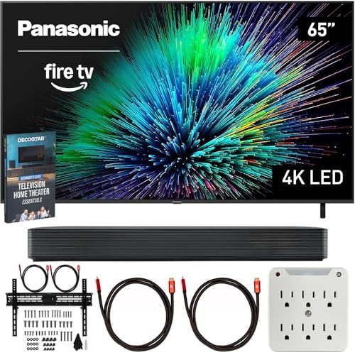 Best Tv Wall Mount With Hdmi 2.1 in 2026 6 Panasonic TV-65W70BP W70 Series 65 inch LED 4K Ultra HD Smart Fire TV Bundle with Bluetooth Soundbar, TV Wall Mount, 6-Outlet Surge Adapter, Theater Essentials and 2X HDMI Cable