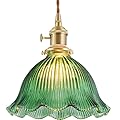 iYoee Vintage Pendant Lights for Kitchen Island Green Carnations Glass Pendant Lighting Bedroom Brass Pendant Light Farmhouse Hanging Light fixtures with Glass Shade for Dining Room Bedroom