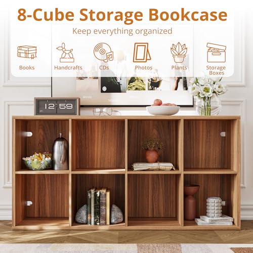 IRONCK-8-Cube-Storage-Organizer-Reversible-Cube-Bookshelf-Oak-Brown-8-cube-reversible-shelf-organizer-Bookshelf-or-TV-stand-Extra-thick-frame-FSC-certified-Anti-tip