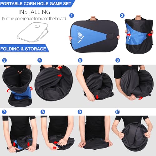 NZQXJXZ Portable Cornhole Board Set with 8 Bean Bags - 3x2 Ft Corn Hole Toss Game for Indoor and Outdoor Party, Ideal for Kids, Adults, Beach, Yard and Camping - Image 4