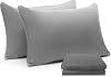 Grey Pillow Cases Standard Size-Cotton Zipper Pillow Cases Set of 2 with Zippered Hidden, Ultra Soft Pillow Covers with Piping for Easy Care, 600 Thread Count & Breathable Pillow Case, 20”x 26