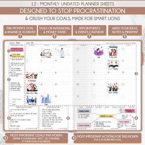 Image of Life Planner - Undated Daily, Weekly & Monthly Planner with Budget Section | A 12 Month Journey to Increase Productivity & Happiness | Life Organizer & Gratitude Journal - Horizontal Format