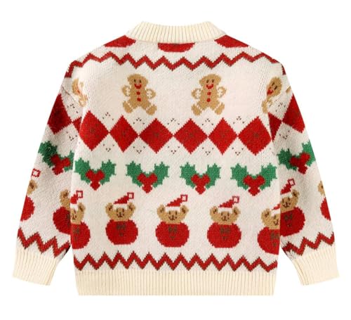 SMILING PINKER Little Girls Christmas Sweater Chunky Knitted Santa Reindeer Pullover Warm Winter Top2
