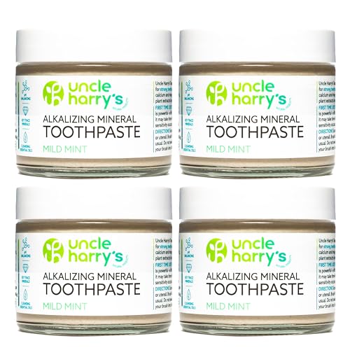 Uncle Harry’s Mild Mint Remineralizing Toothpaste | Natural Whitening Freshens Breath & Promotes Enamel | Vegan Fluoride Free Toothpaste, 3 Oz (4 Pack)