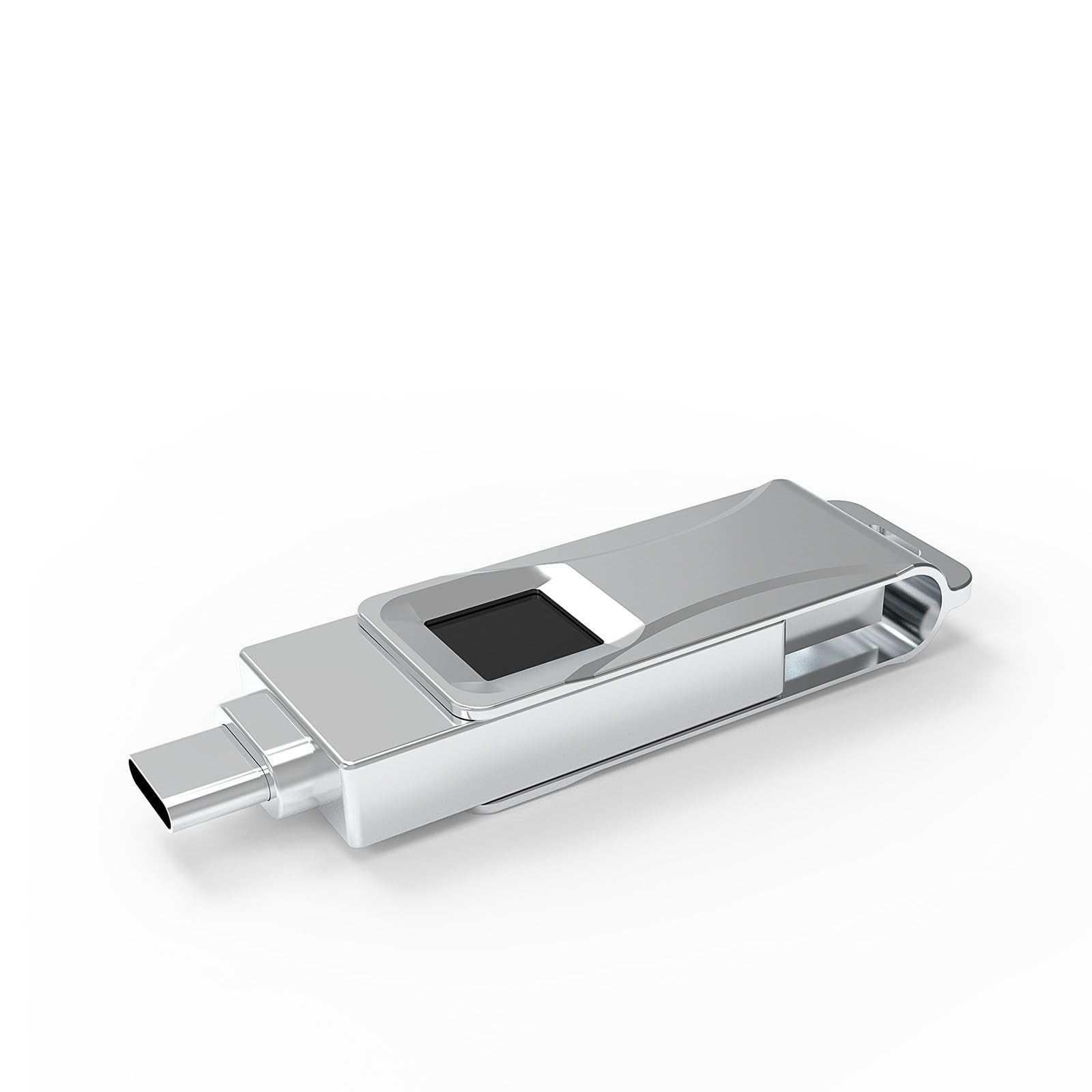 Cover protettiva girevole a 360°, chiavetta USB con crittografia impronta digitale, doppio utilizzo per cellulare/computer,512GB