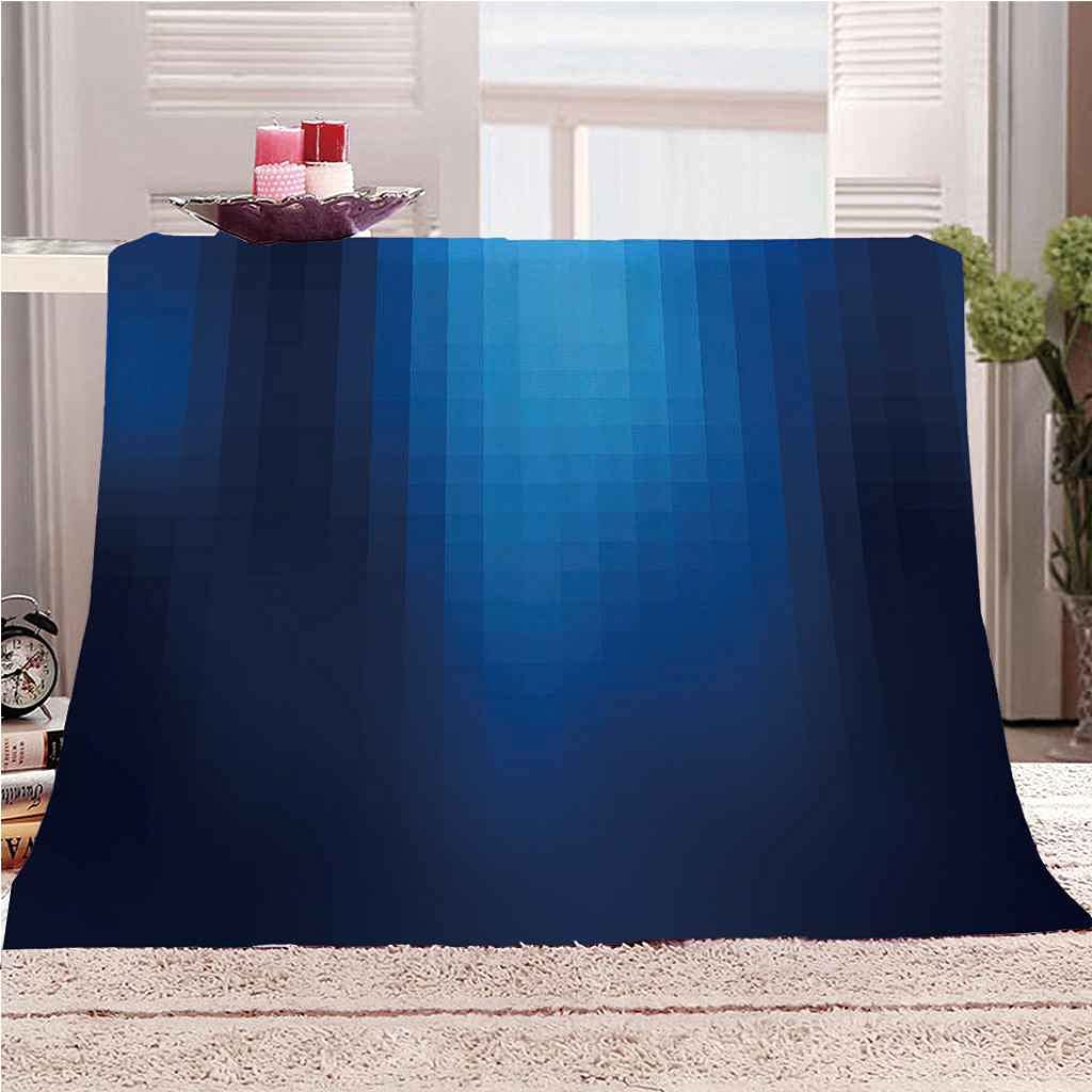 Couverture microfibre chaude et douce au toucher motif mosaïque bleue entretien machine easy