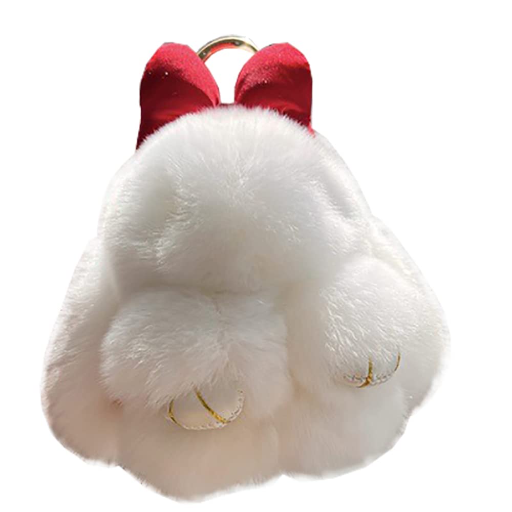 GenericSoft Fluffy Rabbit Keychain Cute Plush Bunny Key Rings Plush Bunny Key Rings Faux Fur Keyring Pompom Keychain Decoration
