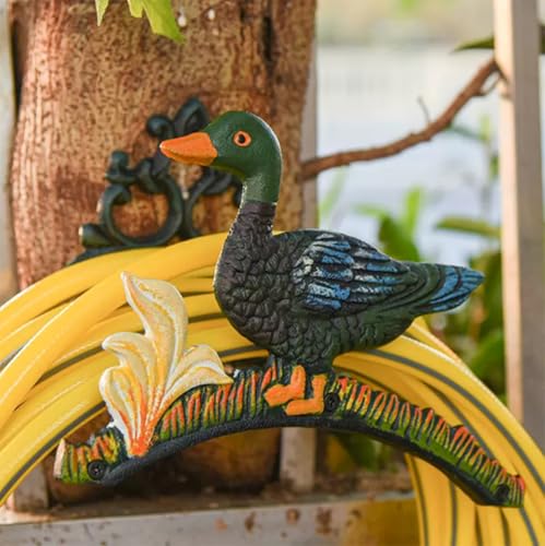 Soporte de manguera de pared, estante decorativo de metal resistente para organizar mangueras de jardín al aire libre