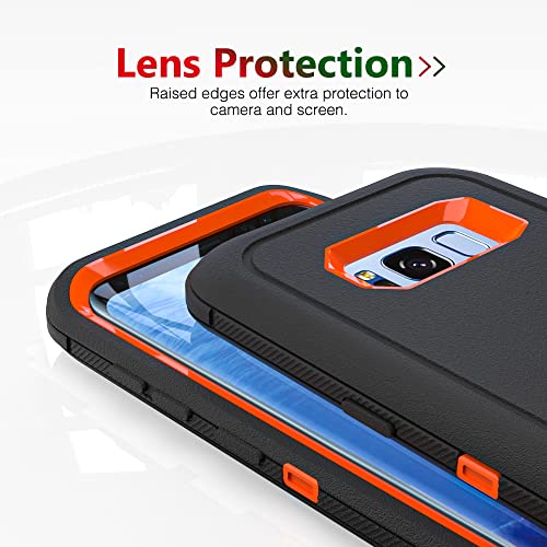 Image of Case for Galaxy S8 Plus, Heavy-Duty Tough Rugged Shockproof Drop Protective Cover Cases for Samsung Galaxy S8 Plus, Black+Orange