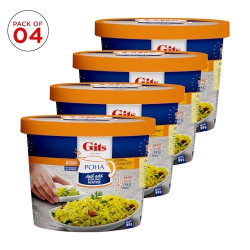 Image of Gits Poha Cup, Ready in 3 Mins, Instant Breakfast, 320g (Pack of 4)