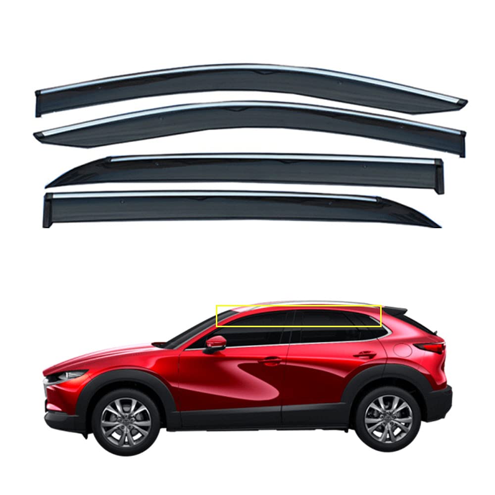 AUTORIFIC Side Window Deflector Smoke Tinted Tape-On Side Window Vent Visor Deflectors Rain Guards,4-Piece Set for Mazda 2020 CX-30 2021 2022