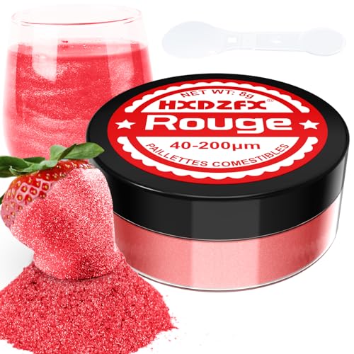 Paillettes Comestibles - 8g Rouge Colorant Alimentaire Poudre, Paillettes Alimentaires pour Boissons, Gâteaux, Chocolats, Muffins, Vodka, Cocktail, Crème