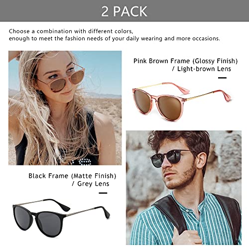 Image of SUNGAIT Vintage Round Sunglasses for Women Classic Retro Designer Style