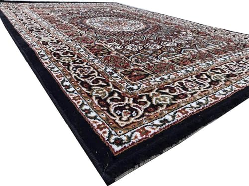 Image of Kashmiri Design Thick n Soft Bedside Runner Carpets for Home Living Room Bedroom Drawing Room Hall 5x7 Feet Blue Colour