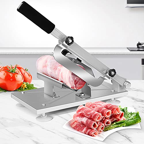 HCZKIUJY Cortadora de Carne para Uso doméstico o Comercial, cortadora Manual de Carne congelada, máquina de Corte con alimentación por Resorte, diseño para Uso doméstico y Comercial pa