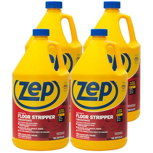 Zep Heavy-Duty Floor Stripper Ammonia Free Concentrate - 1 Gallon (Case of 4) ZULFFS128 - Dissolves and Removes Polish from Hard Floors Use on Vinyl (VCT) Concrete Rubber