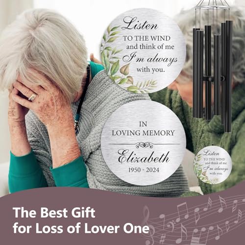 Image of ASTARIN Personalized 30 inch Memorial Wind Chimes for Outside, Bereavement Gift in Remembrance of a Loved One, Sympathy Gift for Loss of Mother Father Husband, Garden Patio Decor