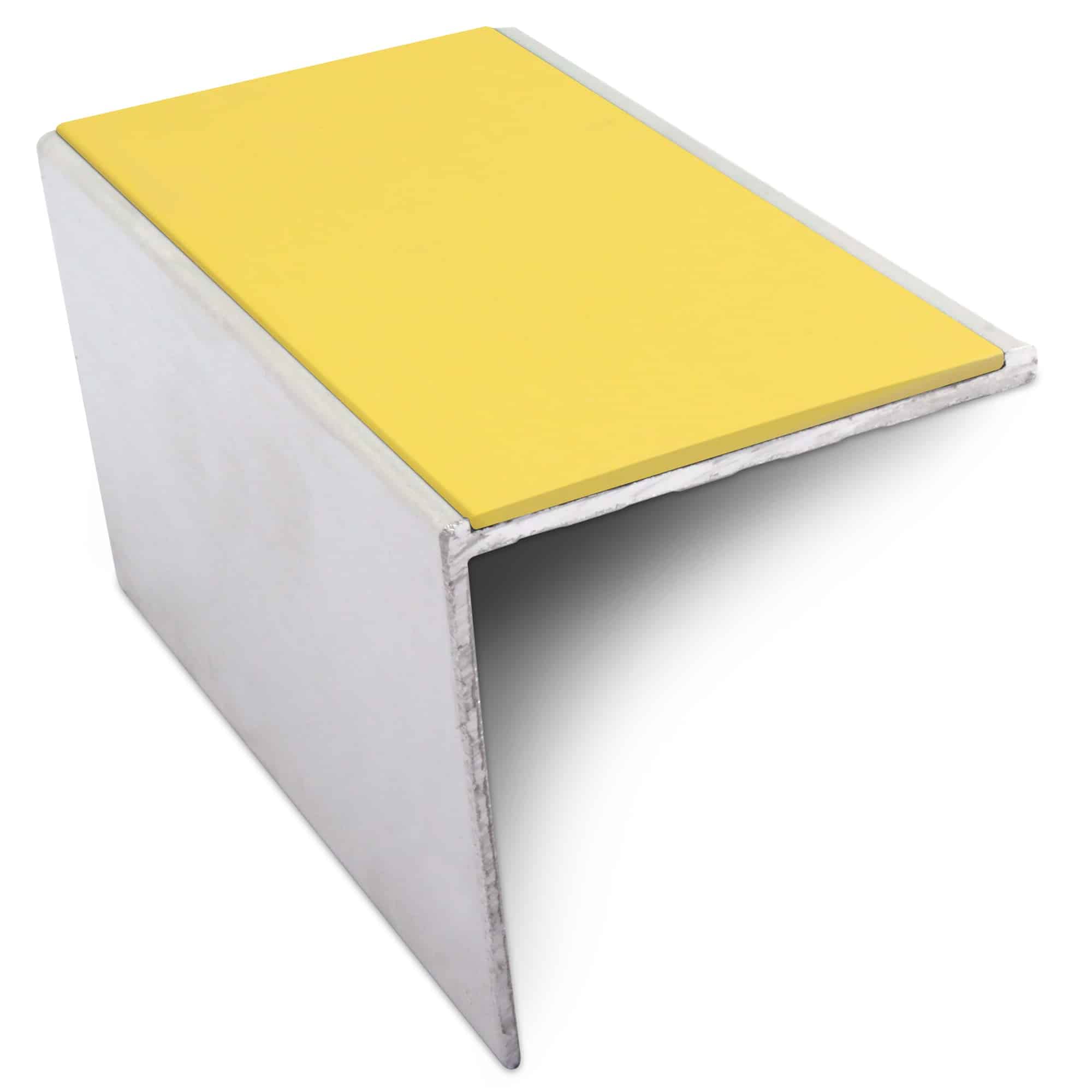 NSL19 56 x 55mm DDA Compliant Aluminium Non Slip Stair Nosing Edge Trim with PVC Insert - Yellow, 2.46m