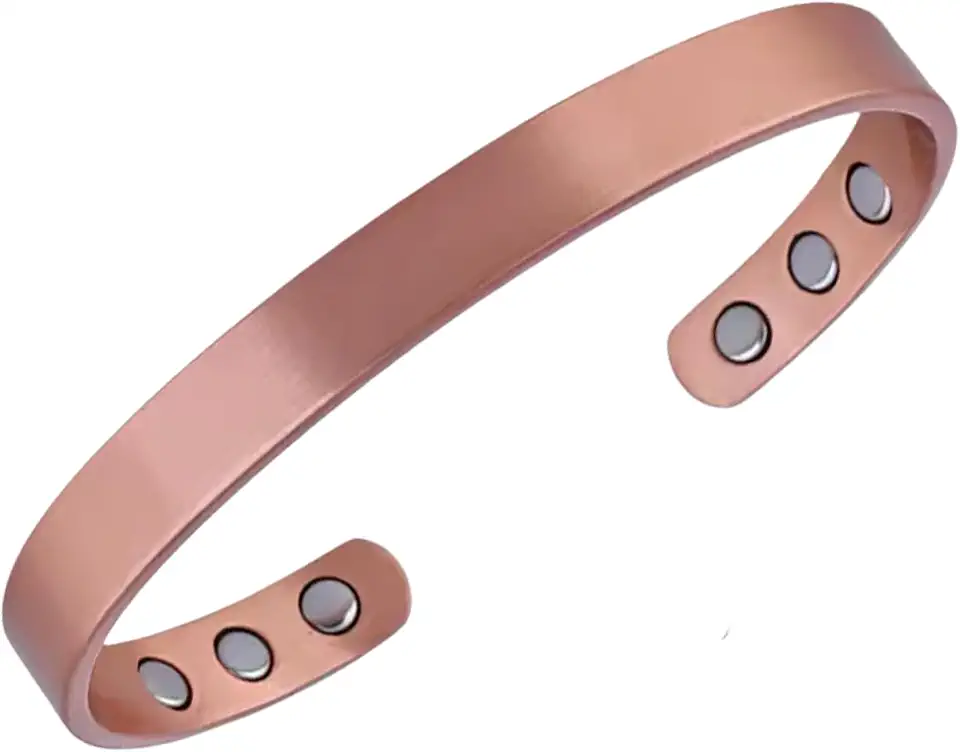 Conjunto Anel e Pulseira Bracelete Magnética Cobre Puro Unissex Ajustável