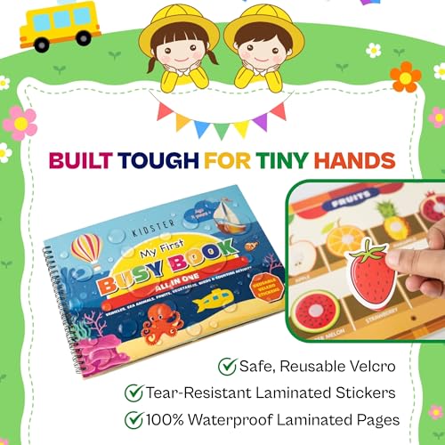 Image of Busy Binder Book for Toddlers 1-3 Years, Educational Learning Toys for 3 Year Old, Montessori Preschool Activity Book, 16 Pages 50 Stickers, Vehicles Birds Counting, Kids Gift Boys Girls
