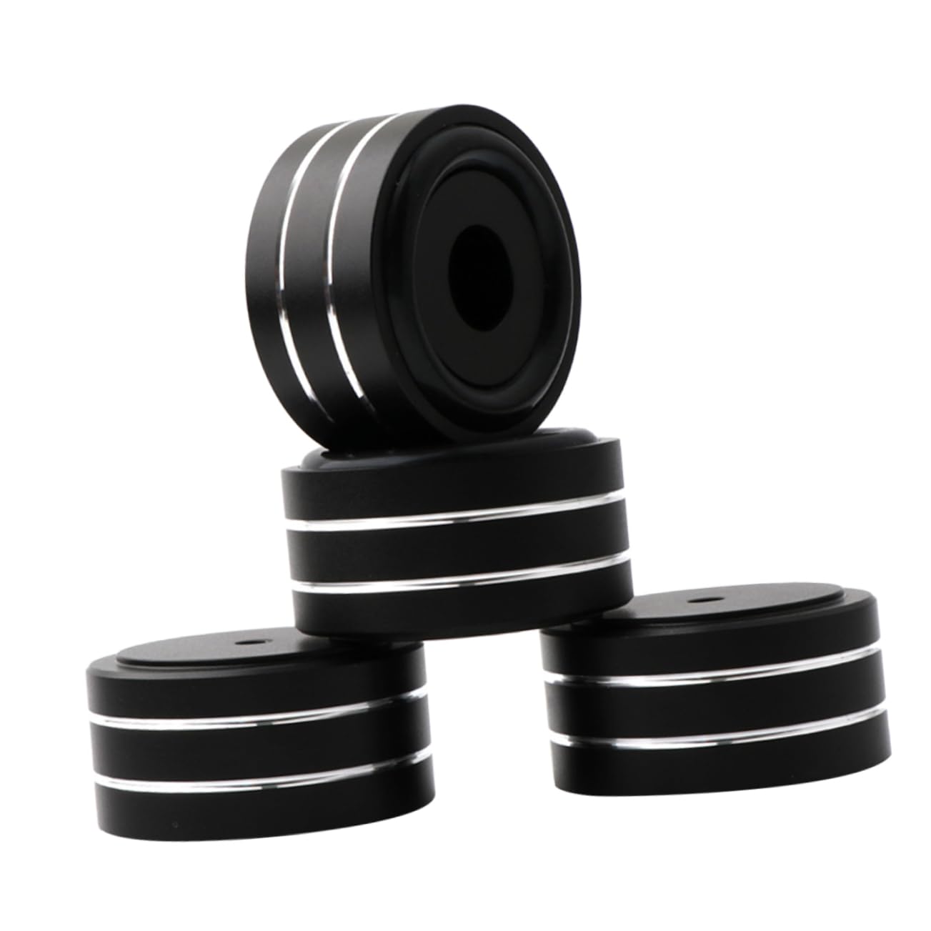 Yardenfun 4 Pcs Non-Slip Speaker Isolation Feet Pads Skid Aluminum Alloy with Rubber Ring for Vibration Reduction
