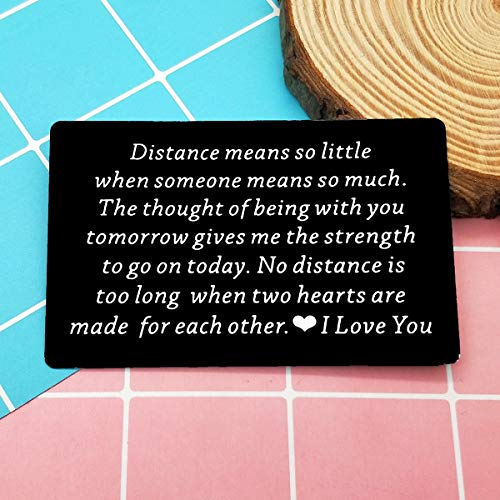 Engraved Wallet Inserts Card,Long Distance Couples Gift for Boyfriend,Long Distance Gift,Metal Wallet Love Note Card for Him Her,Military Deployment Gift for Husband Christmas Birthday Gift for Men4