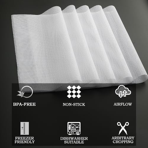 Image of BPA-Free Silicone Dehydrator Tray Liners for Cercker, 12.5x9.8 inch 14-pack | Non-stick Dehydrator Tray Liners Help Stop Dried Food From Sticking, Lift Food Intact, and Cut Cleanup Time - Dishwasher Safe