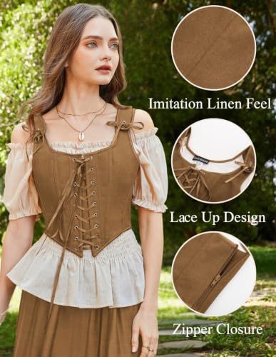 Image of Scarlet Darkness Women's Renaissance Corset Tops Lace Up Overbust Bustier