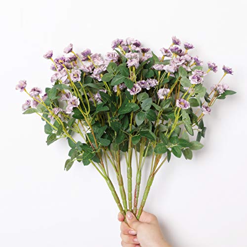 Tifuly 5 Racimos de Flores Silvestres Artificiales, Naturaleza Fake Silk Silk Mini Ramos de Rosas para la Oficina del Hogar Decoración de Jardín de Bodas