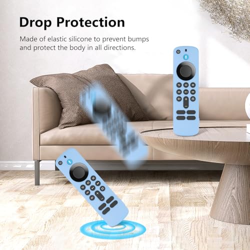 Image of RAYA Silicone TV Remote Cover Compatible with All New Fire TV Stick 4k & Fire Tv Stick HD Remote 2025 Model Protective Case with Lanyard (Blue)