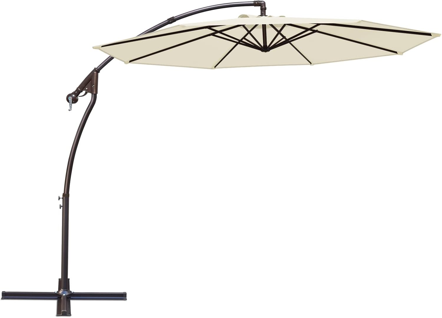 BenefitUSA 10'Cantilever Patio Umbrella Garden Outdoor Sunshade Hanging Market (Ecru)