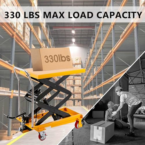 Carrello elevatore idraulico da 350 libbre, design a doppia forbice con 4 ruote, Transpallet per la movimentazione dei materiali e il trasporto, carrello elevatore pesante
