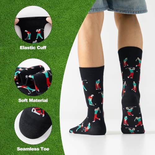 BONANGEL Golf Socks for Men, Funny Golf Gift for Dad Husband Golfers 1 Pair - image 5
