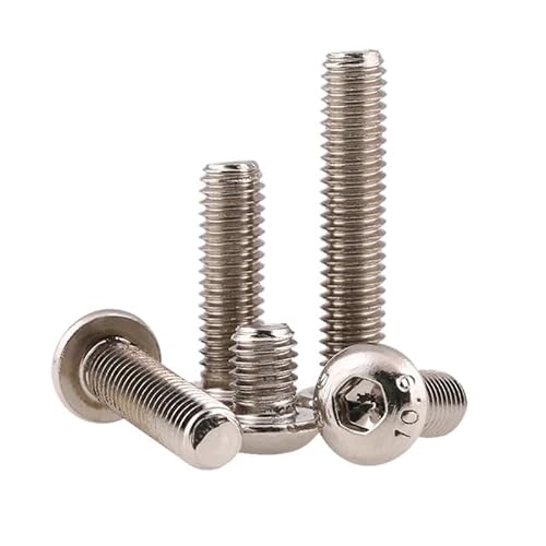 OUMIFA Viti 5/10 / 20pcs Nichel-Placcato Tasto esagono Tasto Tasto Viti a Testa Rotonda Testa a Testa a Fungo Testa antincendio M5 m6 m8. (Dimensione : M6 x 35(10pieces))