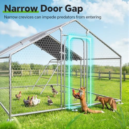 Image of 9.9x9.9 FT Large Metal Chicken Coop, Walk-in Poultry Run Enclosure