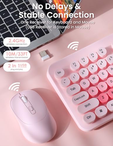 Teclados y mouse inalámbricos de 2.4 G con teclas redondas retro 3