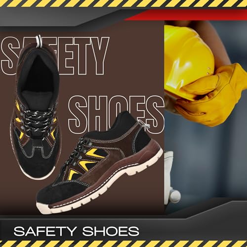 Image of Sagar International Men's Real Suede Leather Sport Safety with Steel Toe Light Weight Industrial Safety Shoes for Men