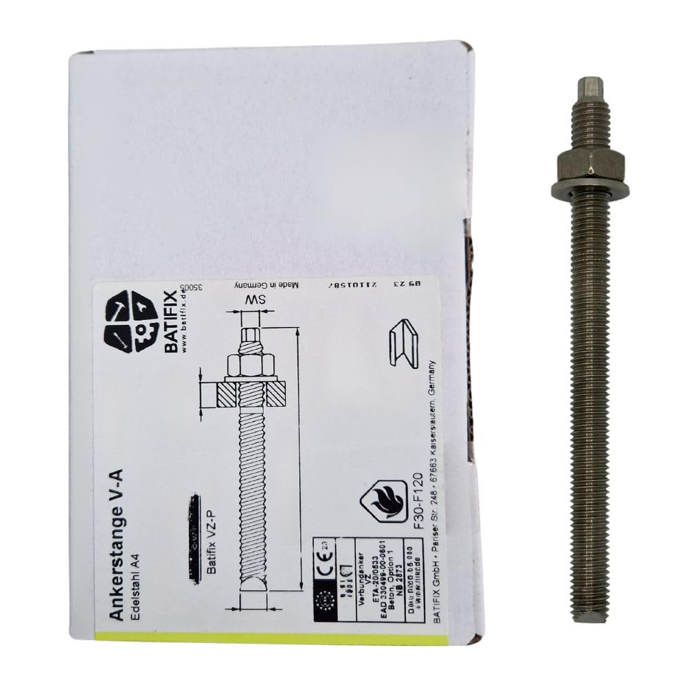 10x Ankerstangen - M16x190 mm Edelstahl A4 | inklusive Muttern und Scheiben Schwerlast-Anker Schwerlast-dübel Verbundanker Gewindestange