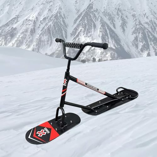 Snow Scooter Todo Terreno con girada Completo Y Capacidad 150kg – Trineo Backcountry Y Snow Park Scooter para Principiantes Y Todos Los Niveles(Black)
