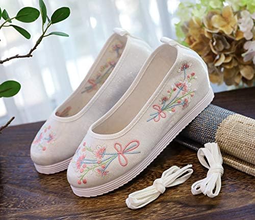 TIANRUI CROWN Spring and Autumn Women's Embroidered Cloth Shoes Hanfu Shoes Ancient Costume Stage Shoes Single Shoes (9,Pink) | Image 6