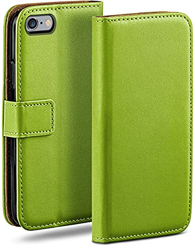 moex Klapphülle für iPhone 6s / iPhone 6 Hülle klappbar, Handyhülle mit Kartenfach, 360 Grad Schutzhülle zum klappen, Flip Case Book Cover, Vegan Leder Handytasche, Grün