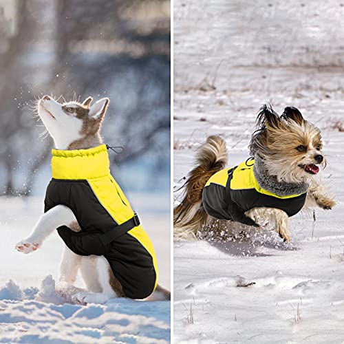 Dentrun Winter Warm Dog Coat Windproof Cozy Dog Jacket Cold Weather Thick Fleece Vest Water Repellent Apparel With Harness/Leash Hole & Reflective For Outdoor Small Medium Large Dogs #TOP7