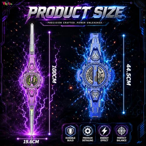 Image of VikriDa Retractable Sword, Double-Edged Spinning Sword with FX Sound & Multi-Color LED, Double-Headed Telescopic Expandable Light Swords Toy, Charge with Any C-Type Cable (Cable Not Included)
