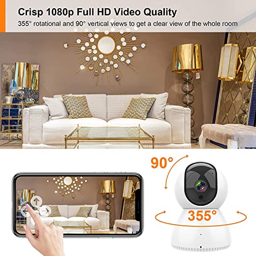ANTELA WLAN IP Kamera Indoor für Hausbewachung 355°/90° Schwenkung, 2-Wege-Audio, IR-Nachtsicht und Bewegungserkennung