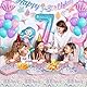 yosiio Meerjungfrau Partygeschirr Set, Meerjungfrau Geburtstag Deko 7 Jahre, Geburtstag Party Geschirr, Pappteller Kindergeburtstag Deko mit Luftballons für Geburtstagsdeko Mädchen 7 Jahre 16 Gäste