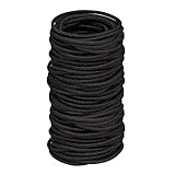 4mm Gomas de Pelo, 30 Piezas Pelo Gomas sin Metal Elástico, Bandas el Pelo Elásticas Gomas de Cabello, Coleteros Elásticos para Grueso y Rizado para Mujeres y Niñas, Negro