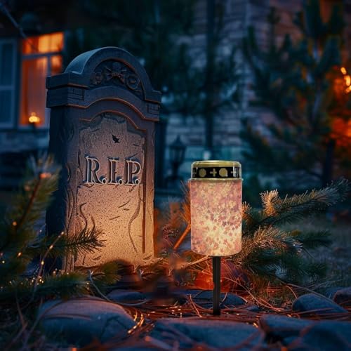 Image of Maple Leaf Light for Prayer Cemetery Solar Lights for Grave Cemetery Fall Decor Candle Lamp Waterproof Solar Power Light Eternal Lights 2 Pcs