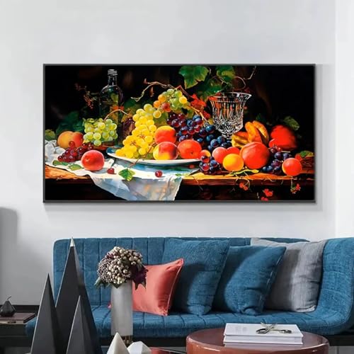 Toile moderne de nature morte de fruits affiche murale de vin rouge 65x130cm