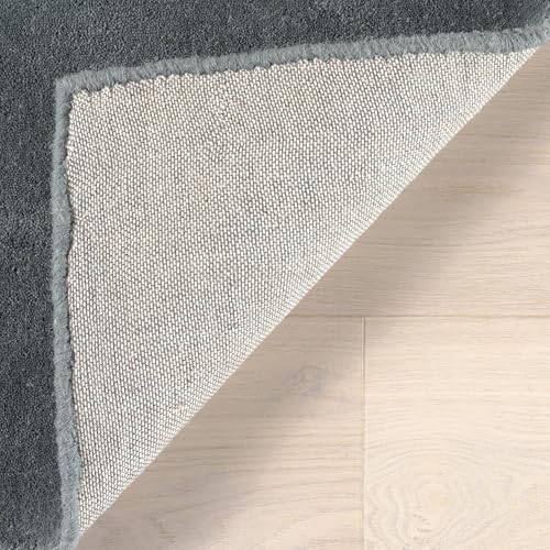 Image of Hand-Tufted Woolen Large Carpets for Living Room 10x14 feet Solid Grey Plain Anti-Skid Area Rug High Pile Thick Carpet & Rugs for Hall & Bedroom